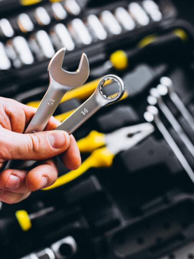 Set of tools in a tool kit isolated