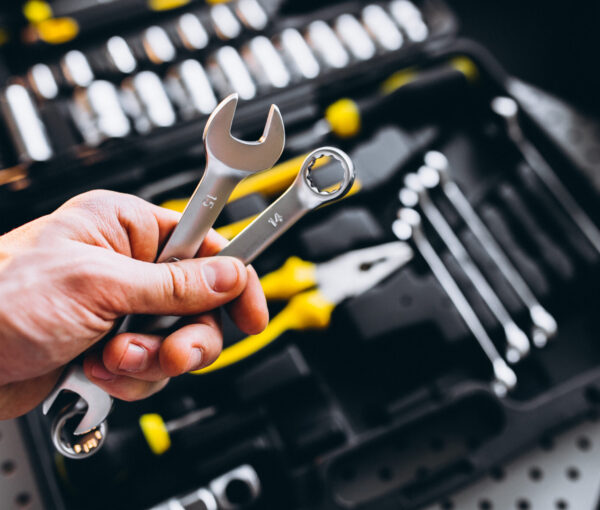 Set of tools in a tool kit isolated